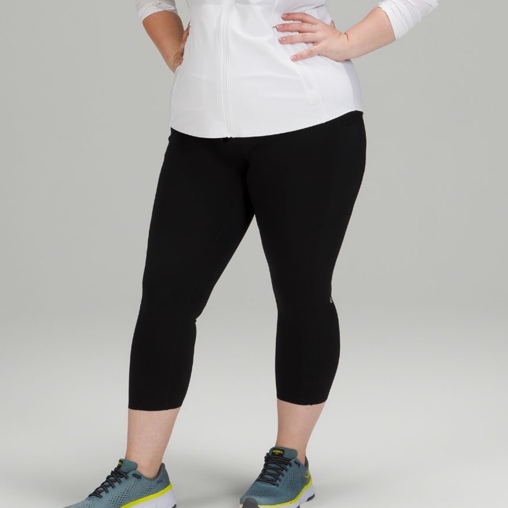 Black Lululemon Fast and Free High Rise Crop 23”